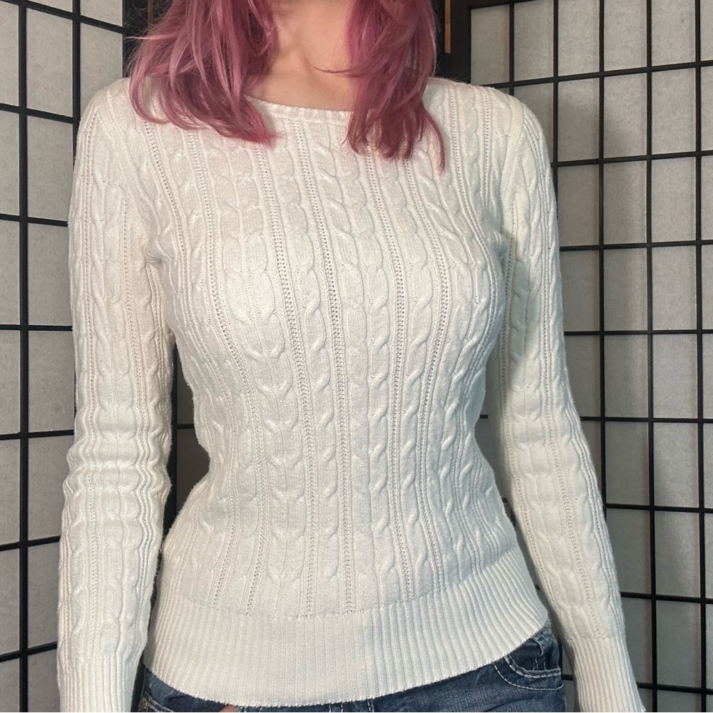 St. John's Bay Women's Cable Knit Sweater - Cream